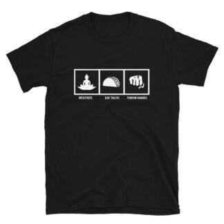 Zodiak "Meditate. Taco. Throw Hands." Short-Sleeve Unisex T-Shirt