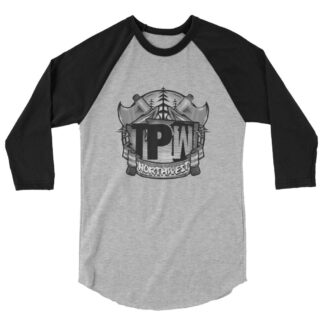 Timber Pro Wrestling "TPW Logo Grey Scale" 3/4 sleeve raglan shirt
