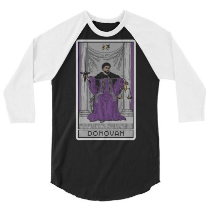 Sir Knight Merrik Donovan "Purple Justice Tarot Card" 3/4 sleeve raglan shirt