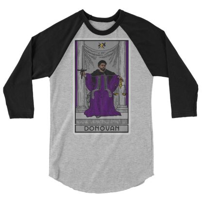 Sir Knight Merrik Donovan "Purple Justice Tarot Card" 3/4 sleeve raglan shirt