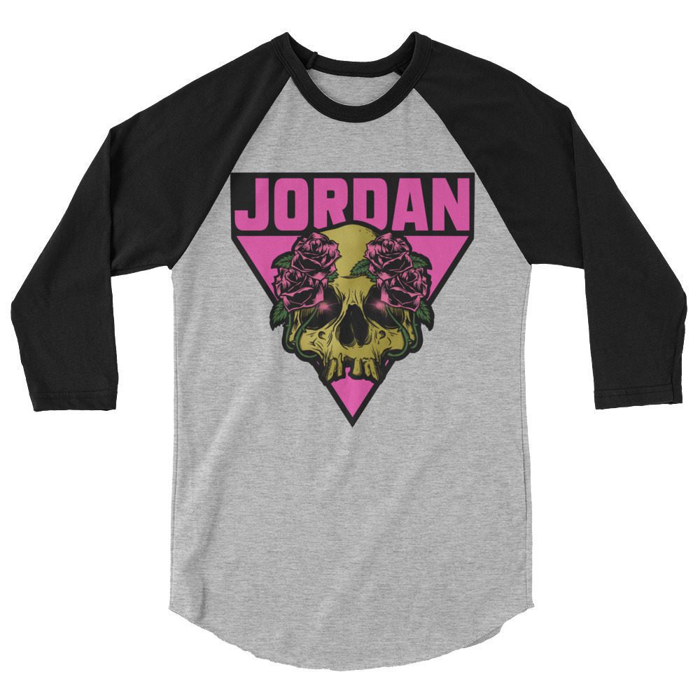 Pink Skull 3/4 sleeve raglan shirt main image 1