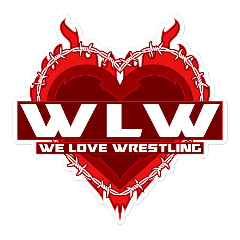 Tommy Trainwreck "We Love Wrestling barbwire heart design RED" Bubble-free stickers