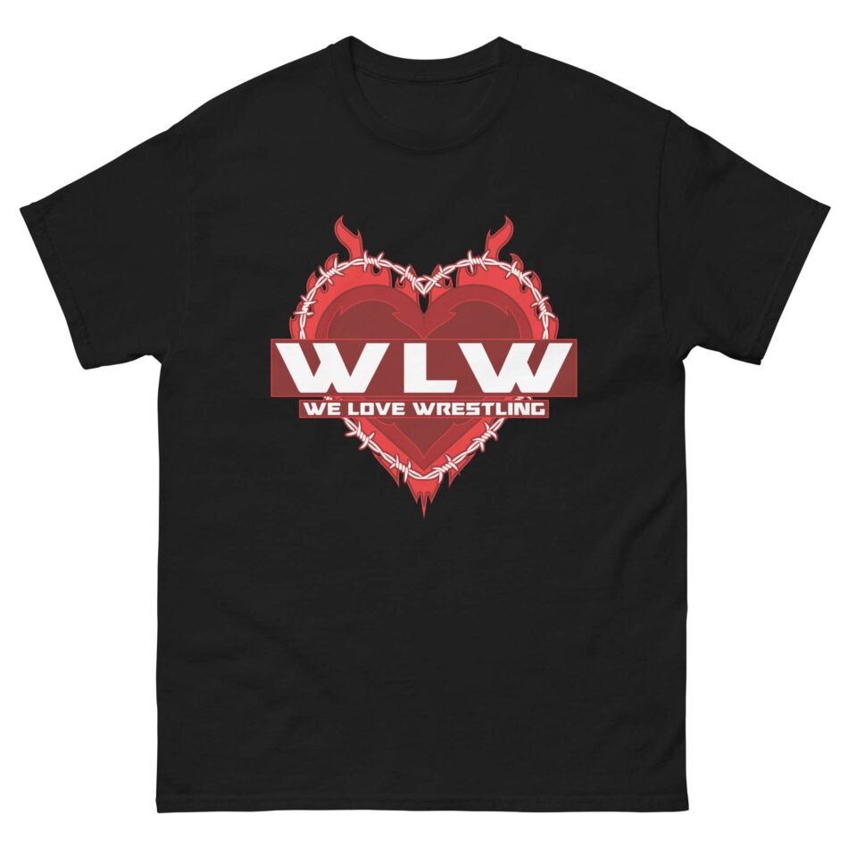Tommy Trainwreck "We Love Wrestling barbwire heart design RED" Short Sleeve Unisex t-shirt
