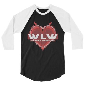 Tommy Trainwreck "We Love Wrestling barbwire heart design RED" 3/4 sleeve raglan shirt