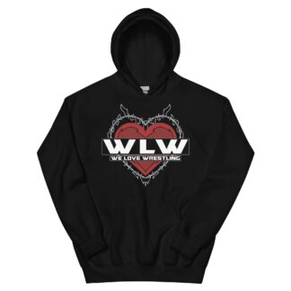 Tommy Trainwreck "We Love Wrestling barbwire heart design" Unisex Hoodie
