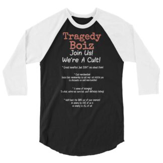 Tragedy Boiz "Join Us! We're A Cult! (Flyer)" 3/4 sleeve raglan shirt