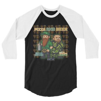Shawn Danger "Pizza And Beer" 3/4 sleeve raglan shirt