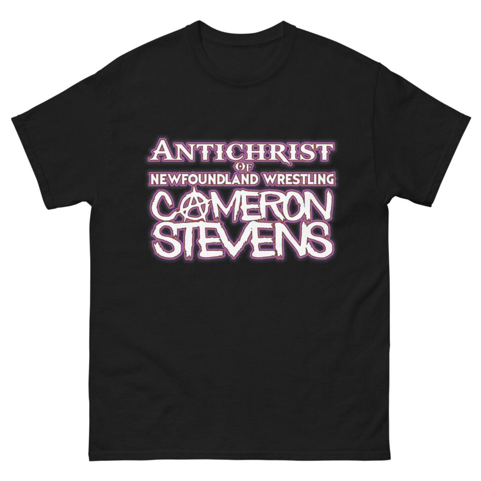 Cameron Stevens "Antichrist of Newfoundland Wrestling Text" Short Sleeve Unisex T-Shirt