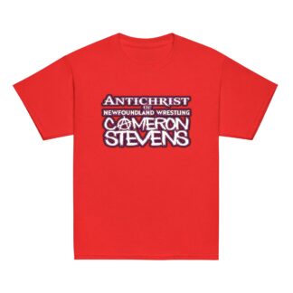 Cameron Stevens "Antichrist of Newfoundland Wrestling Text" Youth Short Sleeve t-shirt