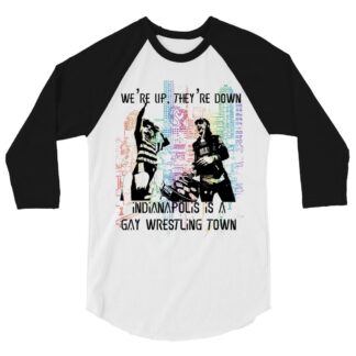 Gwen Neodonna "G A Y Wrestling Town" 3/4 sleeve raglan shirt