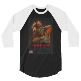 Shit Show Wrasslin "Ass Eating Slashers Snuff Poster" 3/4 sleeve raglan shirt