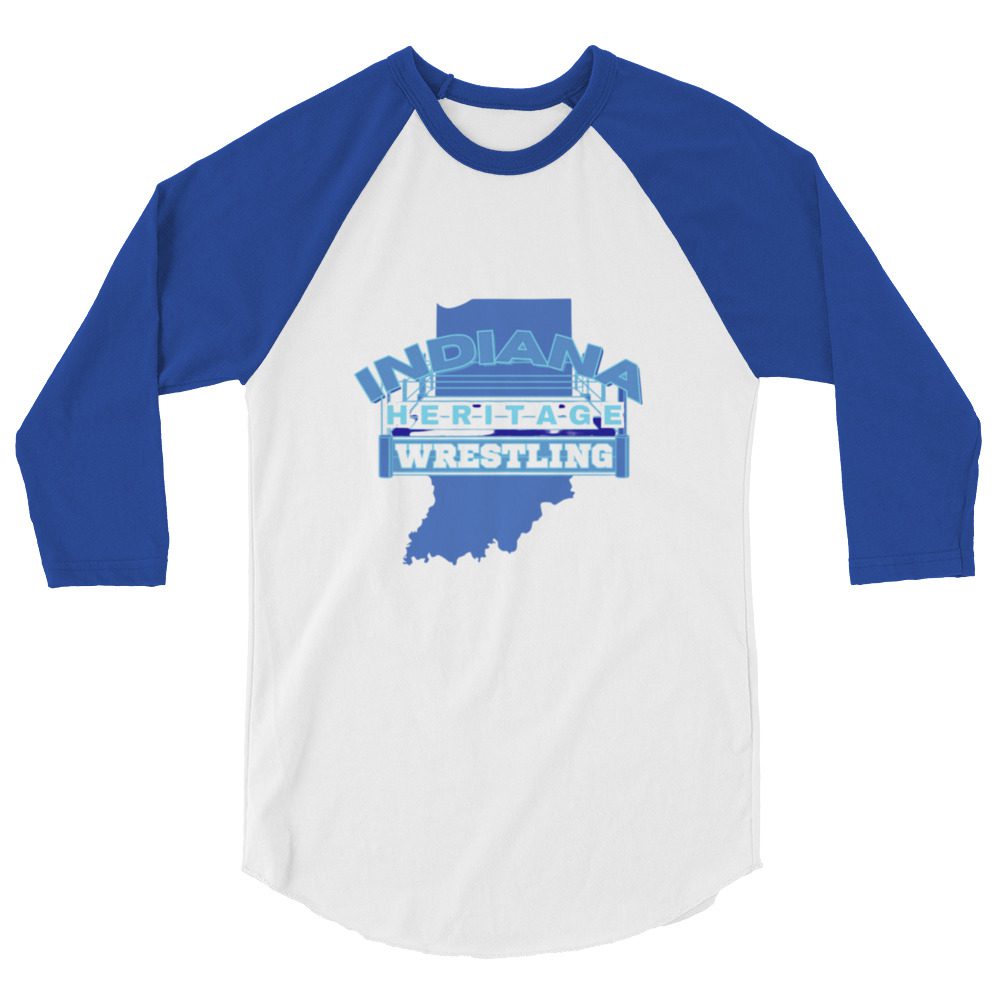 Indiana Heritage Wrestling "Blue Logo" 3/4 sleeve raglan shirt